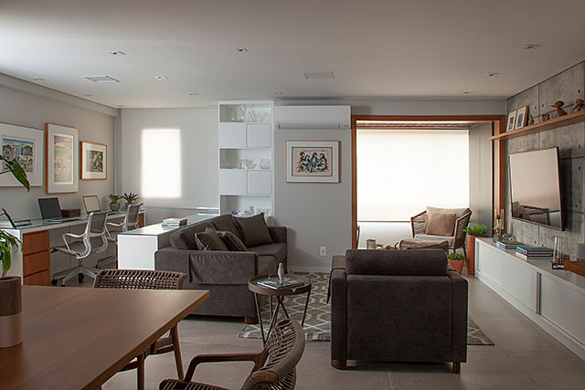 Projeto de apartamento de 85 m² aposta em soluções criativas revistaSIM Arquitetura Apt 85m2 Ambientes integrados Credito Luis Gomes - Projeto de apartamento de 85 m² aposta em soluções criativas