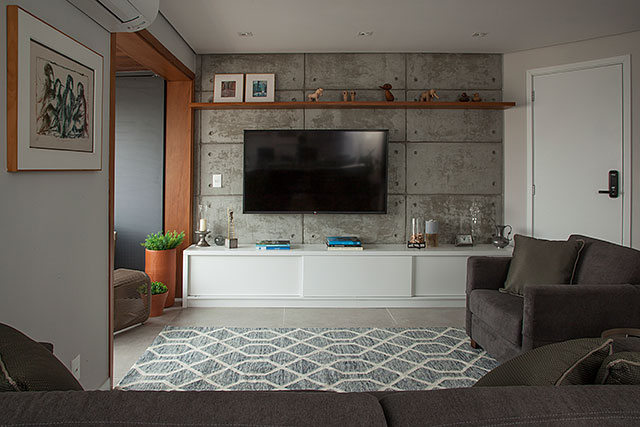 Projeto de apartamento de 85 m² aposta em soluções criativas revistaSIM Arquitetura Apt 85m2 Sala de estar Credito Luis Gomes - Projeto de apartamento de 85 m² aposta em soluções criativas